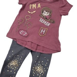 Harry Potter Tshirt Burgandy Top Gray pants 3T girls outfit
